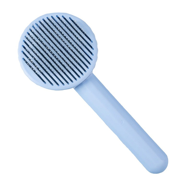 Baby Blue Colour: Ultimate grooming tool for pets! Stainless-steel slicker brush with anti-slip handle, flexible 60-degree bend needles. Suitable for cats & dogs, strong & durable. Available in seven colours, easy one-push button. Size Information: Height: 20cm, Width: 7.5cm.