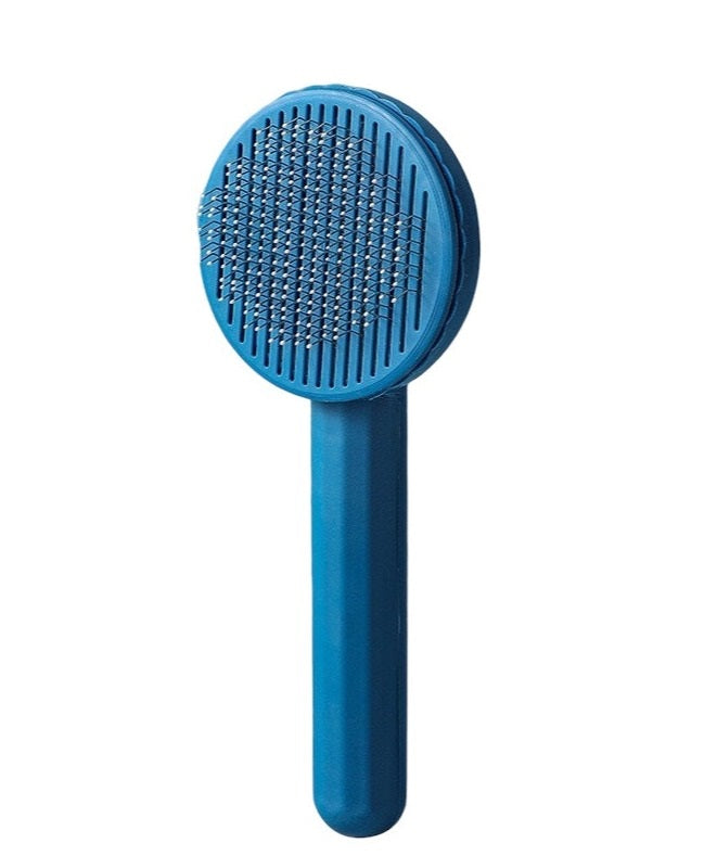 Dark Blue Colour: Ultimate grooming tool for pets! Stainless-steel slicker brush with anti-slip handle, flexible 60-degree bend needles. Suitable for cats & dogs, strong & durable. Available in seven colours, easy one-push button. Size Information: Height: 20cm, Width: 7.5cm.