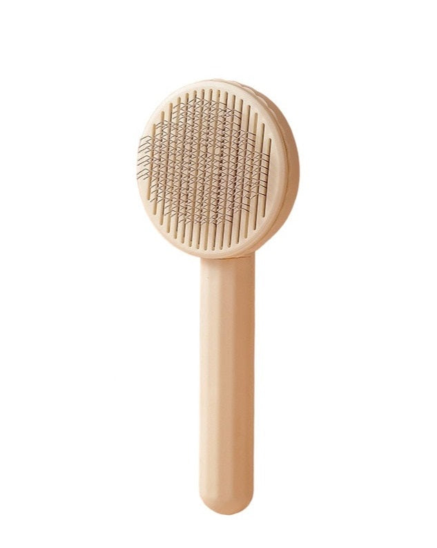 Milky White Colour: Ultimate grooming tool for pets! Stainless-steel slicker brush with anti-slip handle, flexible 60-degree bend needles. Suitable for cats & dogs, strong & durable. Available in seven colours, easy one-push button. Size Information: Height: 20cm, Width: 7.5cm.