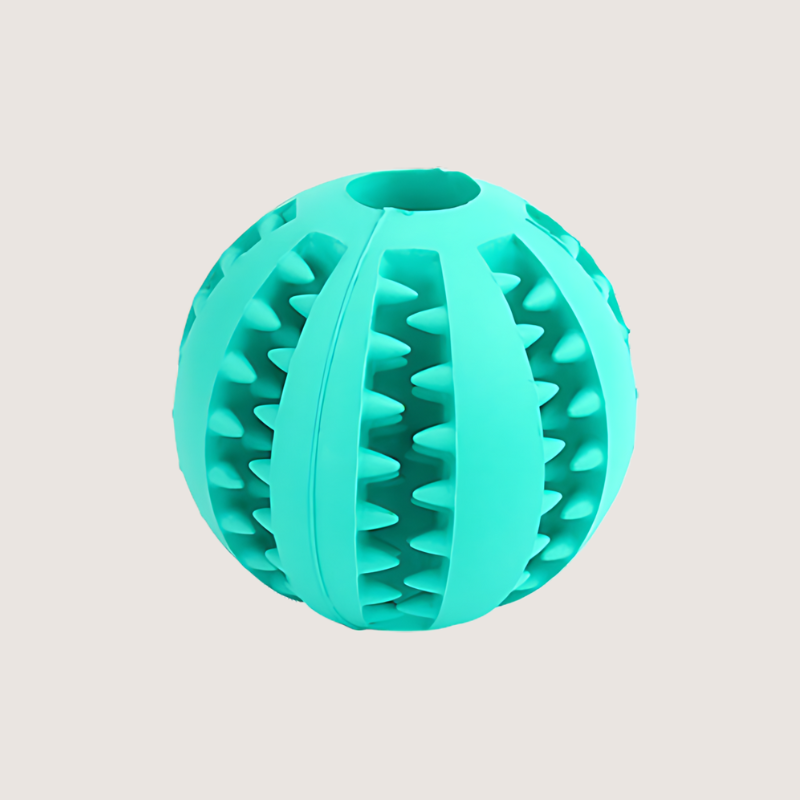 Aqua Interactive Treat Ball Toy: Say Goodbye to Plaque with our aqua interactive treat ball toy. This bite-resistant toy is great for mental stimulation and dental health, making it perfect for keeping your furry friend happy and healthy. Available in two sizes: Small (S) with a 5CM circumference and Medium (M) with a 7CM circumference.