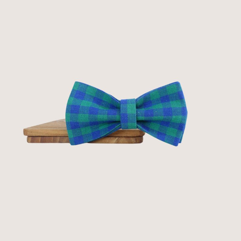 Detachable Bow Tie from our Teal Gingham Collection, adding charm to your dog's style with easy attachment and matching design.