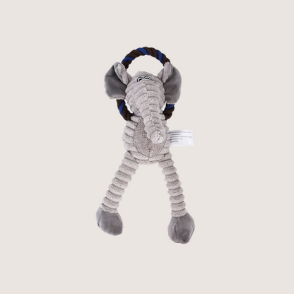 Elephant Chew Toy: Our plush and rope elephant dog chew toy, designed to provide hours of entertainment and dental health benefits for your pet.