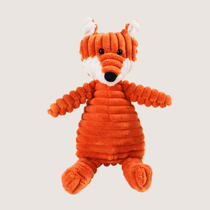 Charming Animal Squeaker Toys Promote Dental Health! Durable corduroy fox toy satisfies chewing instincts while stimulating teeth and gums for a healthier smile. Perfect for cuddles and playtime!