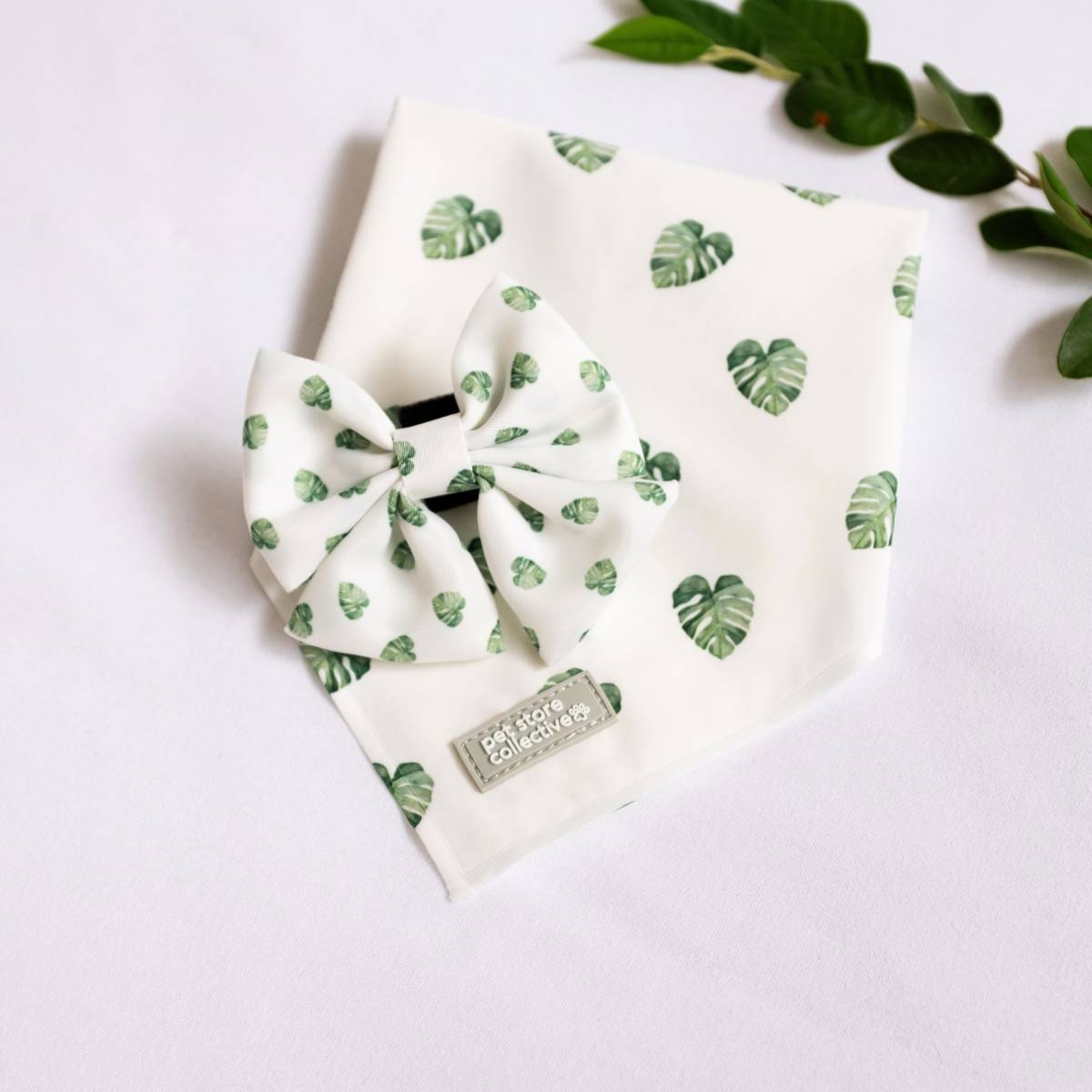 Monstera Bandana and Bow Tie Set - Pet Store Collective