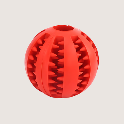 Red Interactive Treat Ball Toy: Say Goodbye to Plaque with our red interactive treat ball toy. Made from durable rubber, it helps remove plaque and tartar while keeping your dog entertained. Available in two sizes: Small (S) with a 5CM circumference and Medium (M) with a 7CM circumference. An ideal choice for promoting dental health and mental stimulation.