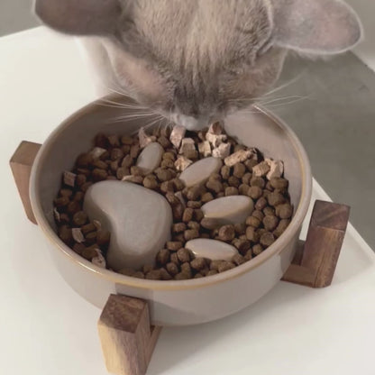 Ceramic Paw Print Slow Feeder Bowl