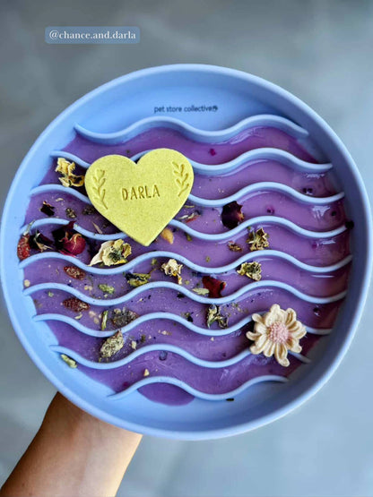 Frozen dog food served in our slow feeder bowl, designed for enriching mealtimes for dogs and cats.