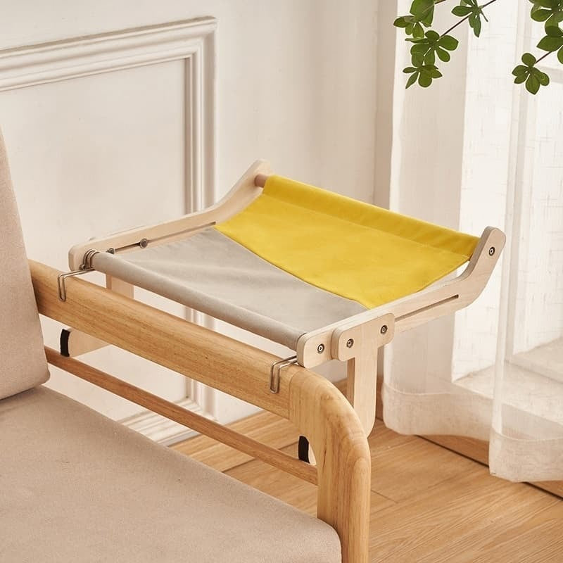 Yellow Grey Colour: Discover our high-quality hanging hammock cat bed! Easy to install, it holds up to 18KG with a sturdy design. Attach it to windowsills, cabinets, drawers, or chairs of different thicknesses. The removable hammock cover is machine washable on a gentle cycle. Give your cat the ultimate comfort and relaxation they deserve!